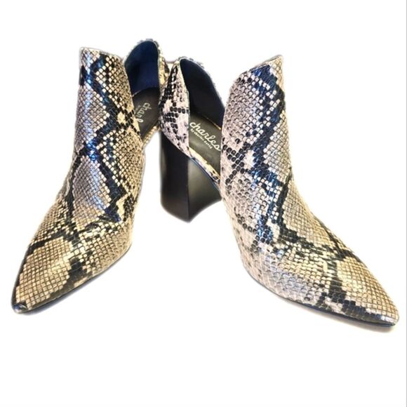 Charles By Charles David Snakeskin Design Faux Leather Heeled Booties, 9M - Picture 1 of 6